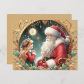 Santa and a little girl, red & gold シーズンカード (正面/裏面)