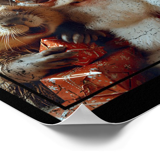 Santa And Beaver Selfie Funny Christmas Design  ポスター (角)