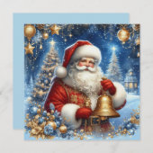 Santa and Christmas tree beautiful customisable シーズンカード (正面/裏面)