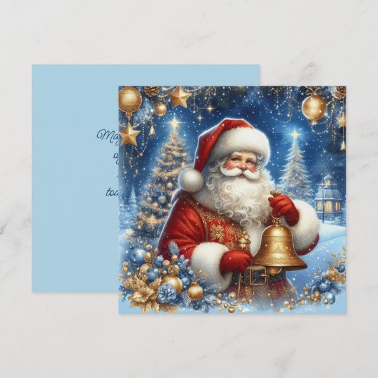 Santa and Christmas tree beautiful customisable シーズンカード (正面/裏面)