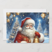 Santa and Christmas tree, blue & gold シーズンカード (正面)