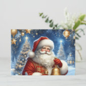 Santa and Christmas tree, blue & gold シーズンカード (スタンド正面)