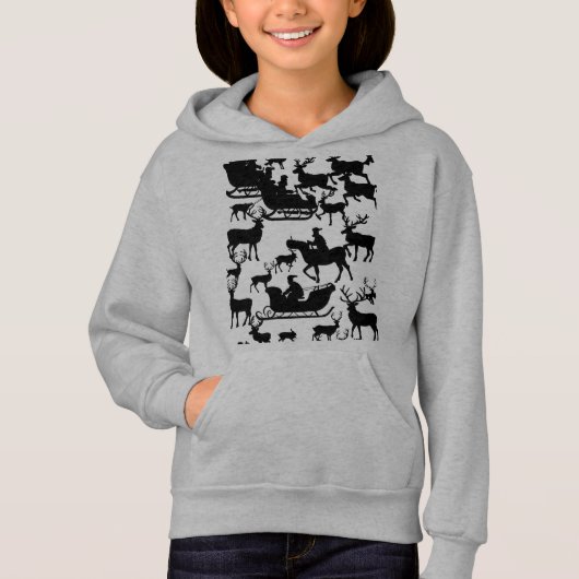Santa and deer chrismas hoodie for young girls (正面)