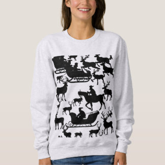 Santa and deer chrismas sweat-shirt for ladies  スウェットシャツ
