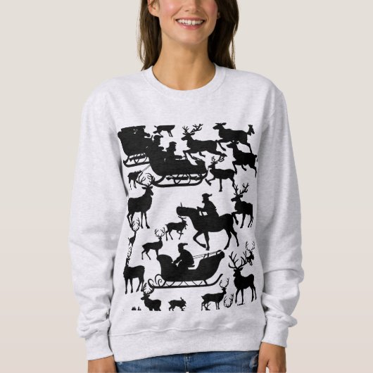 Santa and deer chrismas sweat-shirt for ladies  スウェットシャツ (正面)
