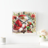 Santa And Elf 6 スクエア壁時計 (ホーム)