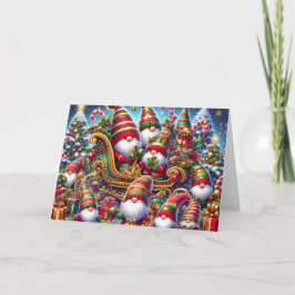 Santa and Elf Gnomes Christmas シーズンカード