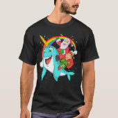 santa and elf riding narwhal tシャツ (正面)