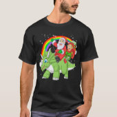 santa and elf riding triceratops tシャツ (正面)