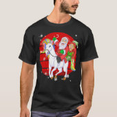 santa and elf riding unicorn tシャツ (正面)