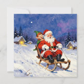 Santa and Elf Sledding on Christmas Eve シーズンカード (正面)