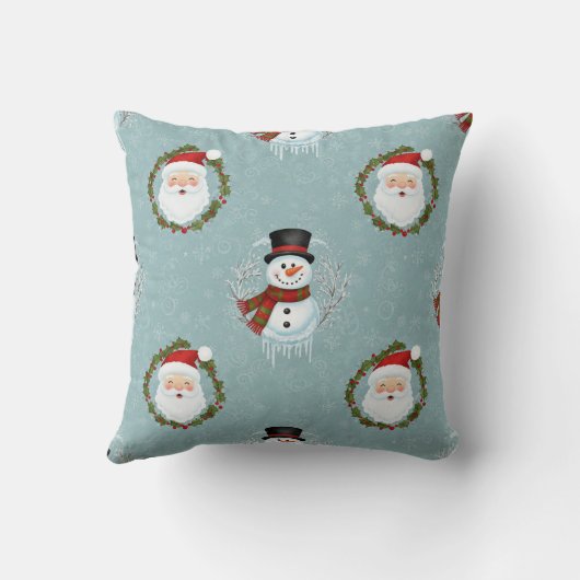 Santa And Frosty Throw Pillow クッション (裏面)