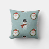 Santa And Frosty Throw Pillow クッション (正面)