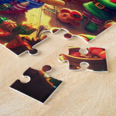 Santa and His Cute Little Elves Christmas Holiday ジグソーパズル (側面)