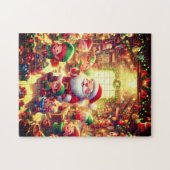 Santa and His Cute Little Elves Christmas Holiday ジグソーパズル (横)