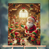 Santa and His Elves in The Christmas Workshop Wall アクリルサイン (ニュートラル)