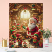 Santa and His Elves in The Christmas Workshop Wall アクリルサイン (ウェディング)