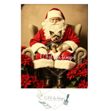 Santa and his friend the Yorkshire- Découpage pape