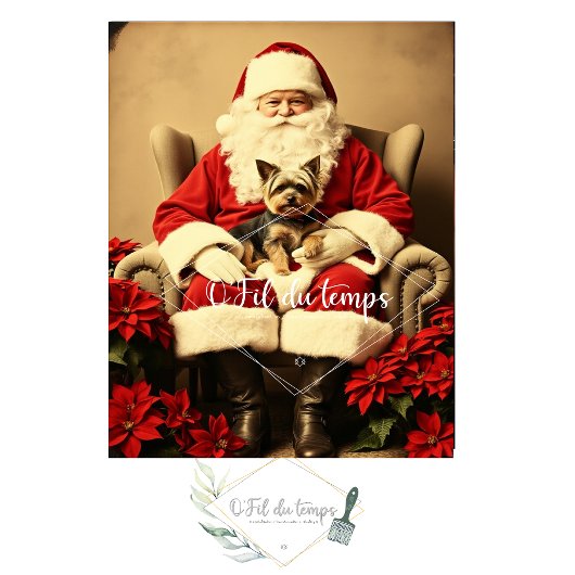 Santa and his friend the Yorkshire- Découpage pape 薄葉紙