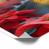 Santa and His Reindeer Flying in the Sky Poster ポスター (角)