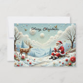 Santa and His Reindeer in Snowy Landscape (正面)