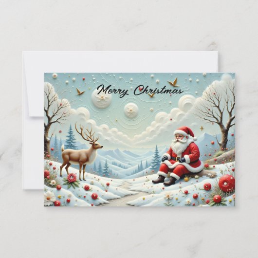 Santa and His Reindeer in Snowy Landscape (正面)