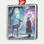 Santa and his Reindeer on Christmas Eve magic メタルオーナメント (左)