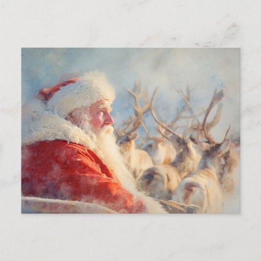 Santa and his reindeers postcard ポストカード (正面)