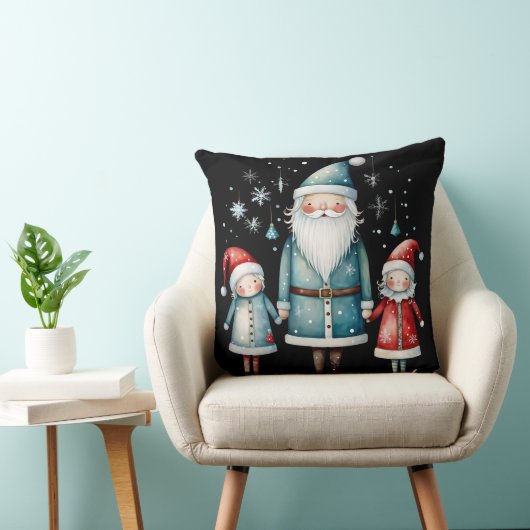 Santa and Little Helpers Throw Pillow クッション (椅子)