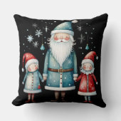 Santa and Little Helpers Throw Pillow クッション (正面)
