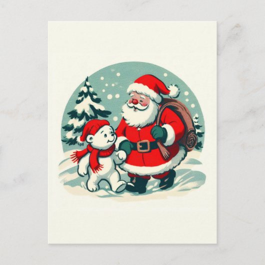 Santa and little polar bear ポストカード (正面)