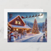 Santa and Reindeer ポストカード (正面/裏面)