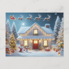 Santa and Reindeer ポストカード