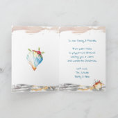 Santa and Reindeer at Beach Personalized Christmas シーズンカード (内部)