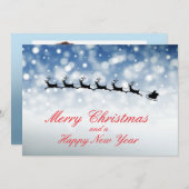 Santa and Reindeer fly through snow - Personalize 案内状 (正面/裏面)