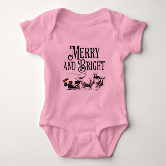 Santa and Reindeer Merry and Bright Baby Bodysuit/ ベビーボディスーツ