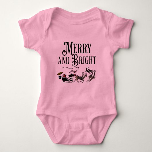 Santa and Reindeer Merry and Bright Baby Bodysuit/ ベビーボディスーツ (正面)