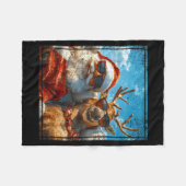 Santa And Reindeer Selfie Funny Christmas Vacation フリースブランケット (正面(横))