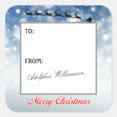 Santa and Reindeer Snowflakes Gift Label スクエアシール (正面)