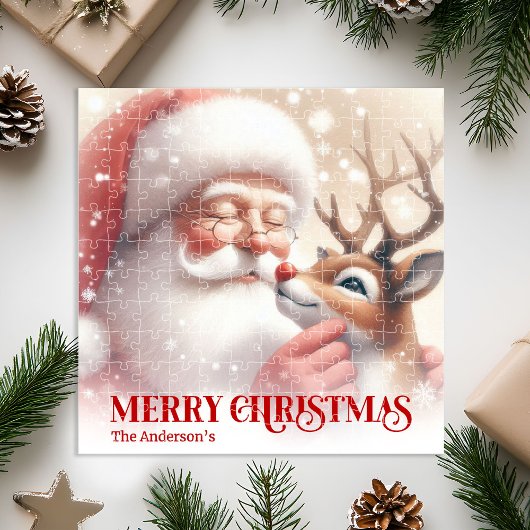 Santa and Rudolph Custom Puzzle Great Kids Gift ジグソーパズル