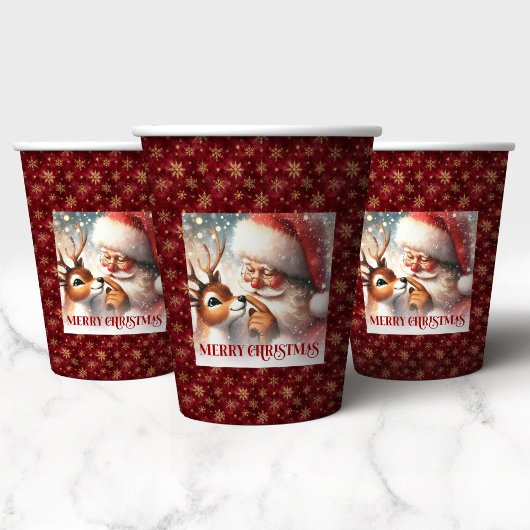 Santa and Rudolph Kids Christmas Paper Cups 紙コップ