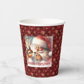 Santa and Rudolph Kids Christmas Paper Cups 紙コップ (正面)