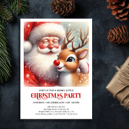 Santa and Rudolph Magical Christmas Party Invite 招待状