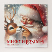 Santa and Rudolph Personalized Holiday Puzzle Gift ジグソーパズル (縦)