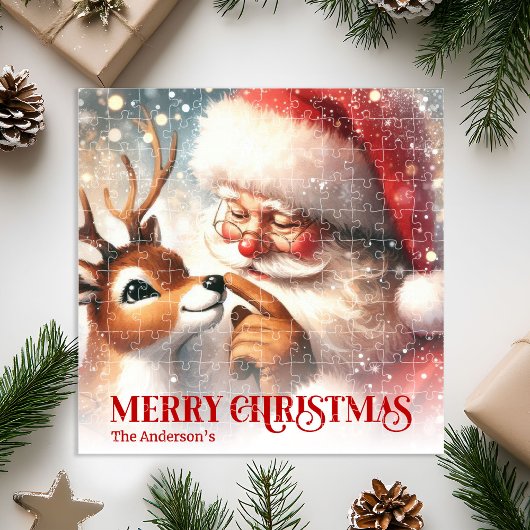 Santa and Rudolph Personalized Holiday Puzzle Gift ジグソーパズル