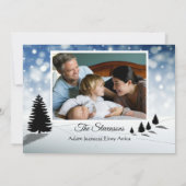 Santa and Sleigh silhouette Snow scene Personalize シーズンカード (裏面)