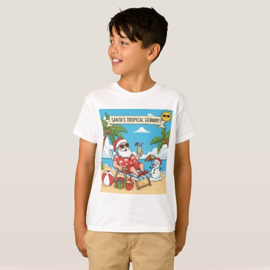 Santa and Snowman at the Beach Tシャツ (正面フル)
