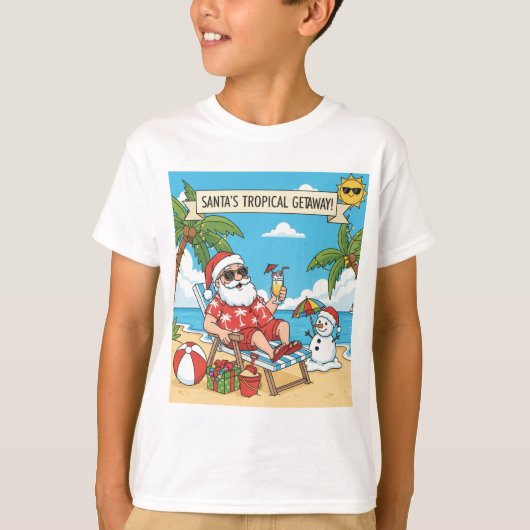 Santa and Snowman at the Beach Tシャツ (正面)
