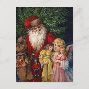 Santa Angel Victorian Dolls Christmas シーズンポストカード