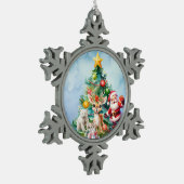 SANTA & ANIMAL FRIENDS PEWTER SNOWFLAKE ORNAMENT スノーフレークピューターオーナメント (左)